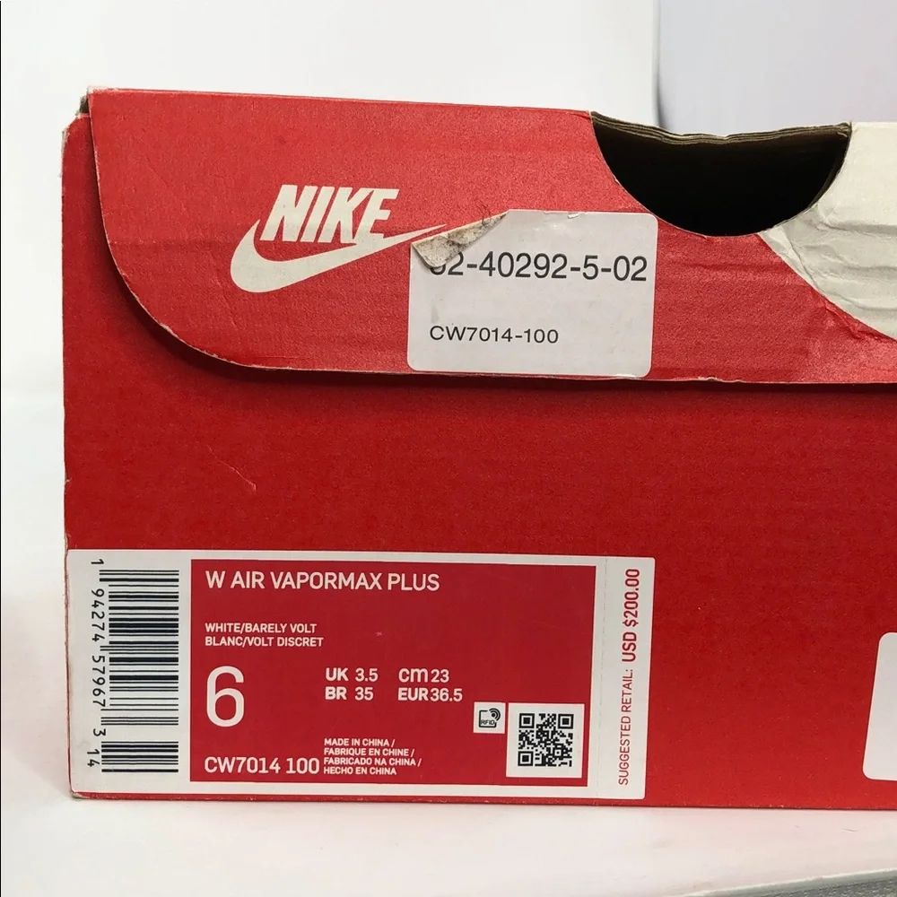 Nike Women’s Air Vapormax Plus CW7014-100 Easter Running Shoes - Size 6